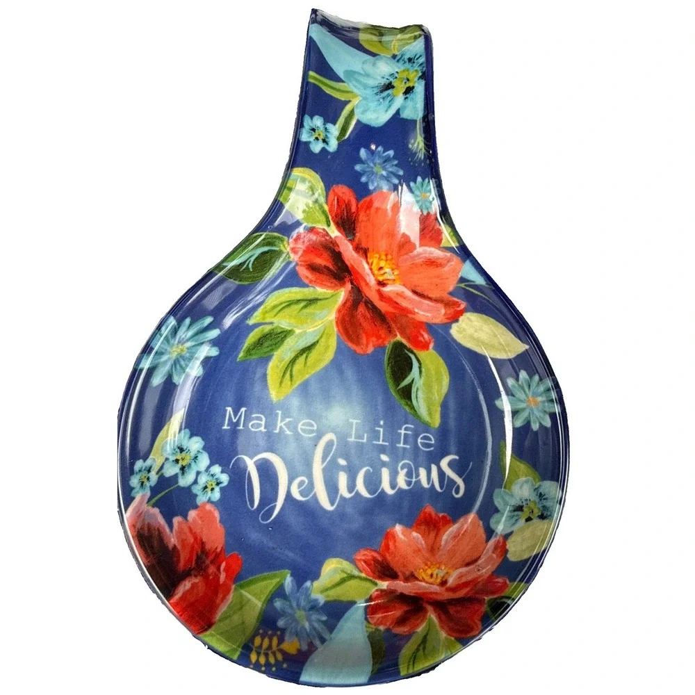 Pioneer Woman Spring Bouquet Cobalt Blue Spoon Rest Large